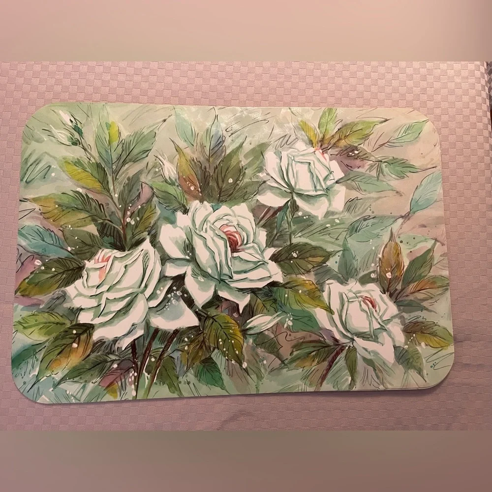 Vintage reusable country cottage/floral 15” x10” placemats by G. Galian in box.